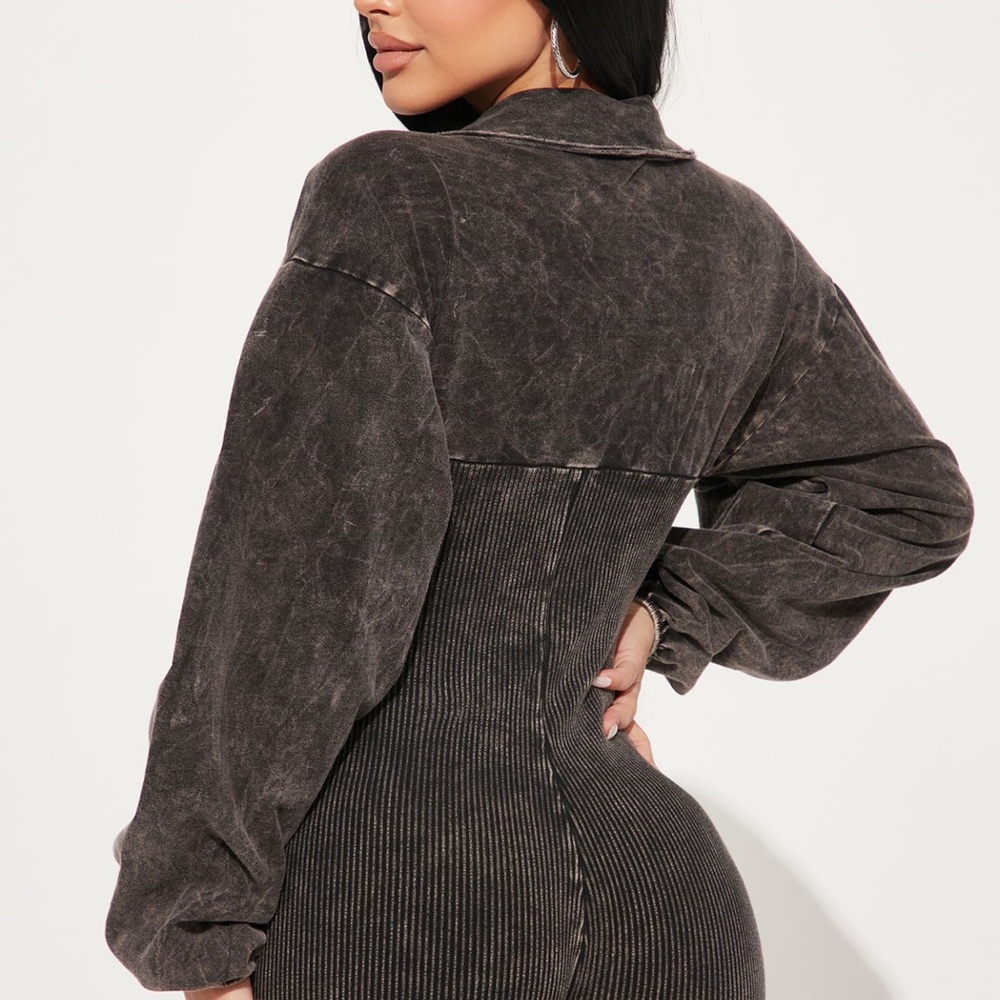 Black Ribbed Romper - Picture 3 of 5